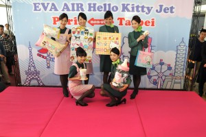 Air hostesses dressed with Hello Kitty